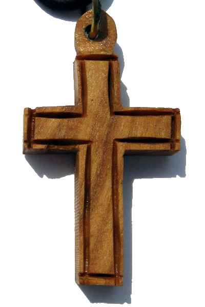 Buy Roman Olive Wood Cross Necklace with Leather Cord